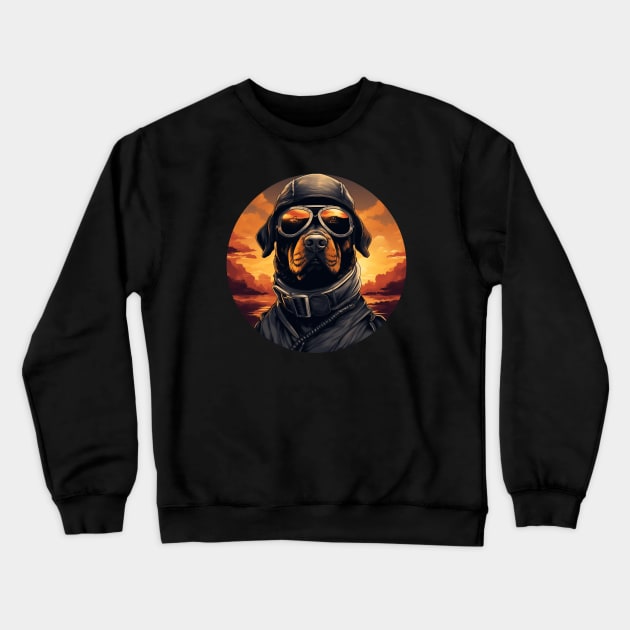 Rottweiler Dog Funny Pilot Crewneck Sweatshirt by origato